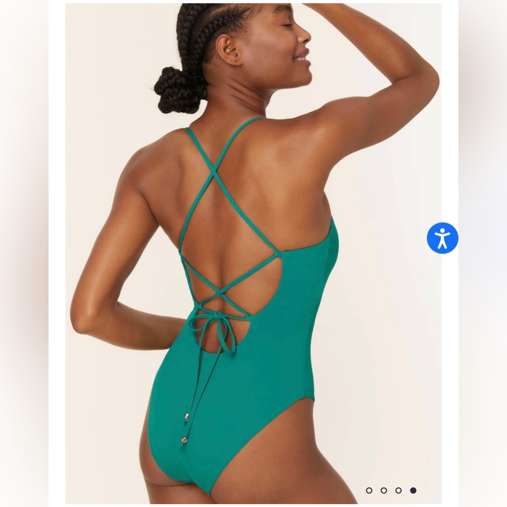 Andie Swim, Fiji, One-Piece Swimsuit, Teal, Size Large